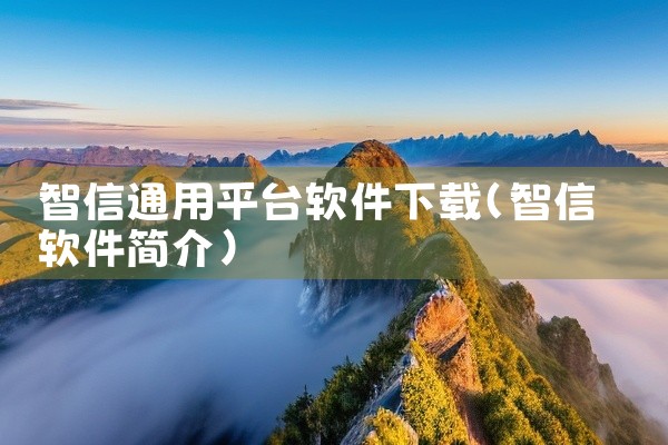 智信通用平台软件下载